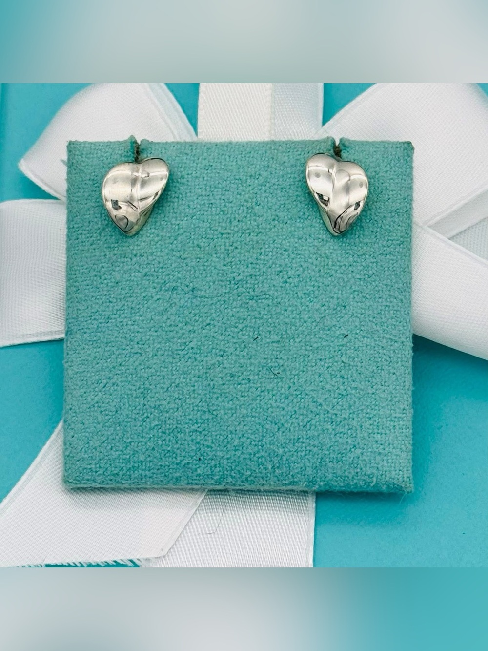 Tiffany & Co Sterling Silver Folded Heart Stud Earrings
